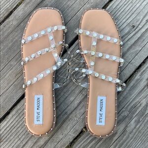 New Steve Madden Sandals Lyna Clear Rhinestone Gem